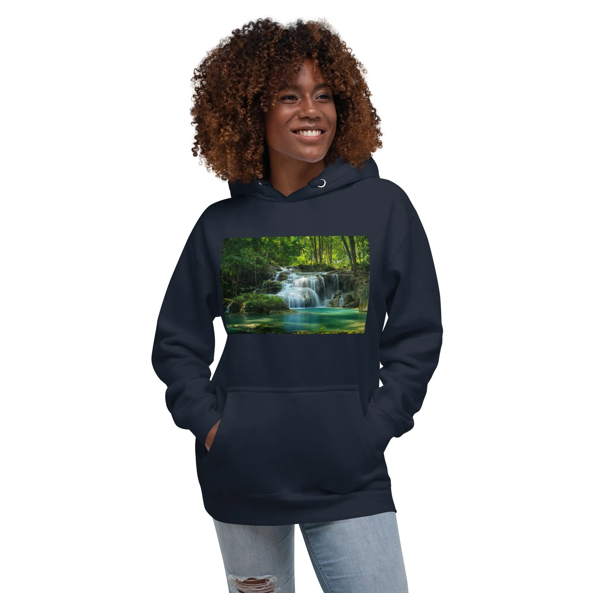 Hoodie Womens Designer (Hoodies Womens - Nature Waterfall 001)