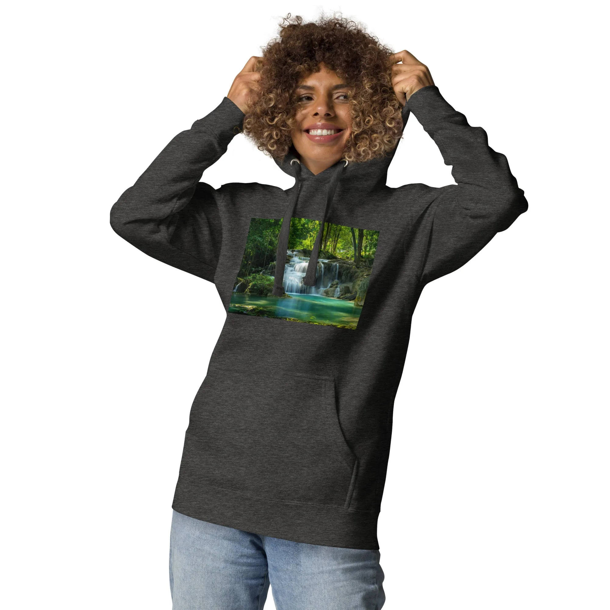 Hoodie Womens Designer (Hoodies Womens - Nature Waterfall 001)
