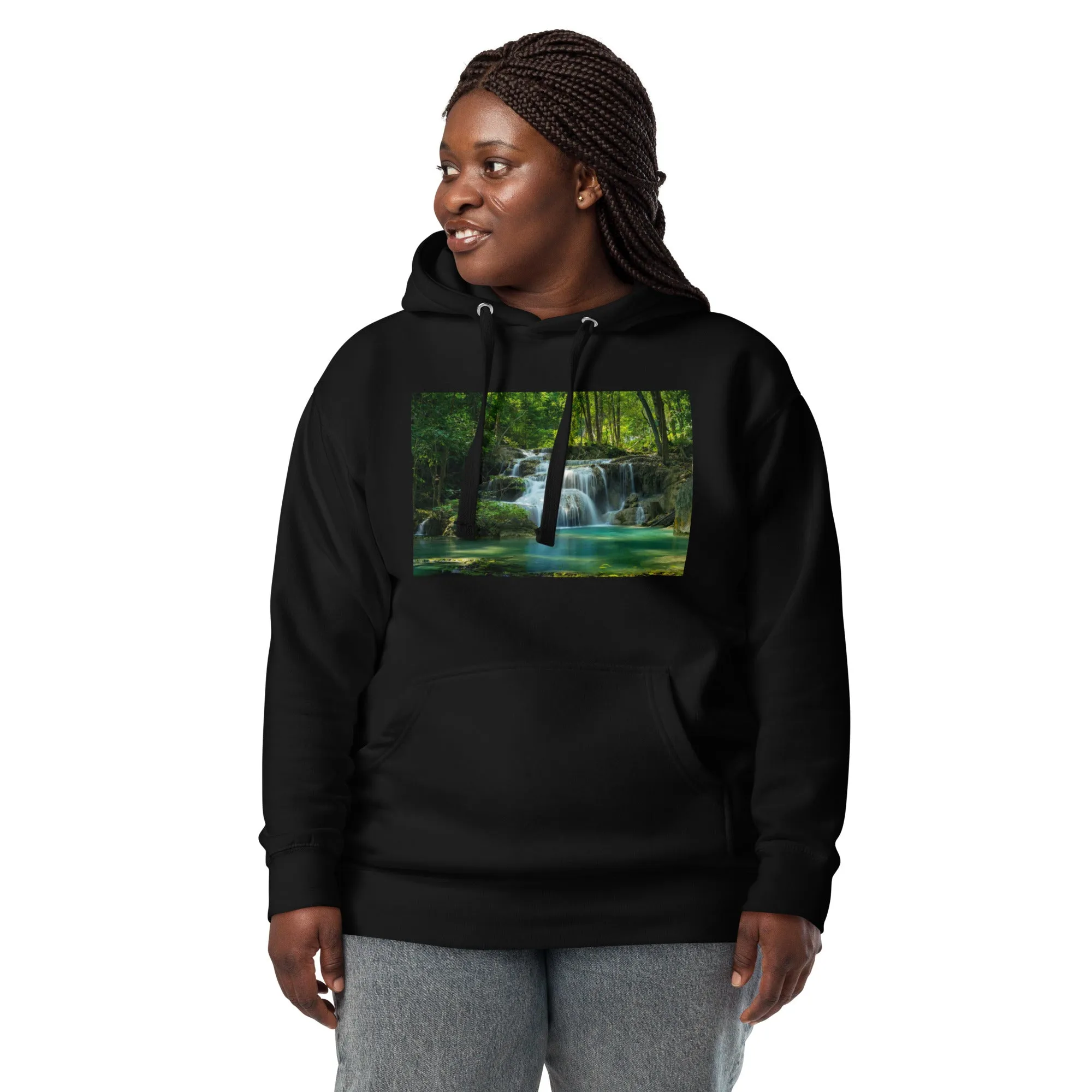 Hoodie Womens Designer (Hoodies Womens - Nature Waterfall 001)