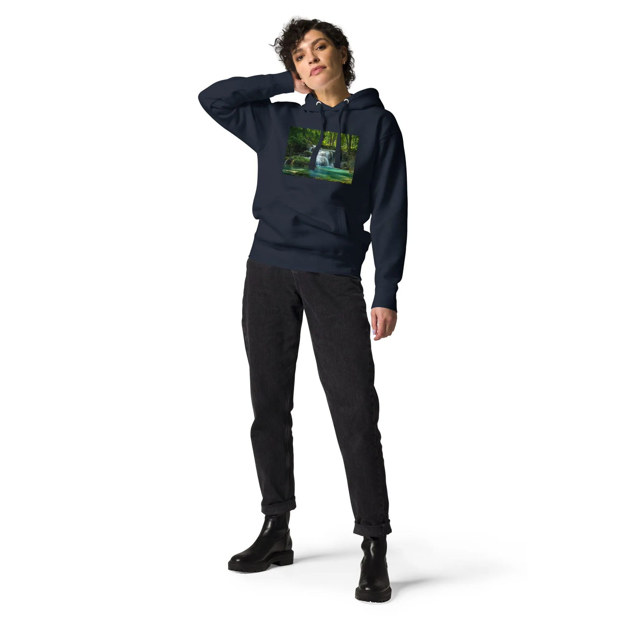 Hoodie Womens Designer (Hoodies Womens - Nature Waterfall 001)