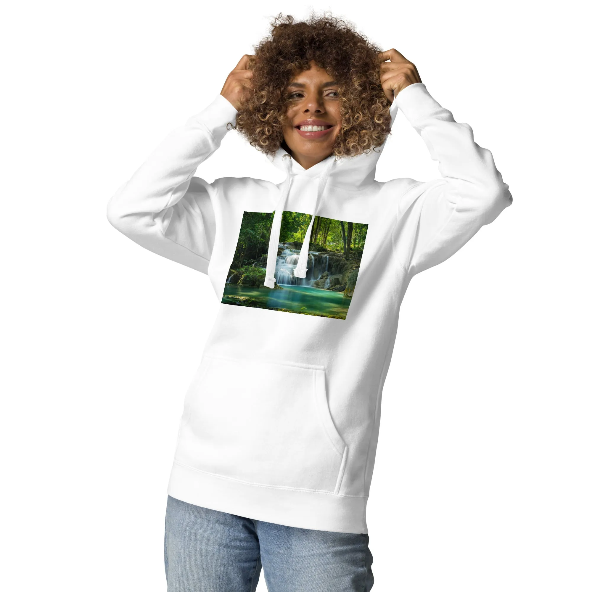 Hoodie Womens Designer (Hoodies Womens - Nature Waterfall 001)