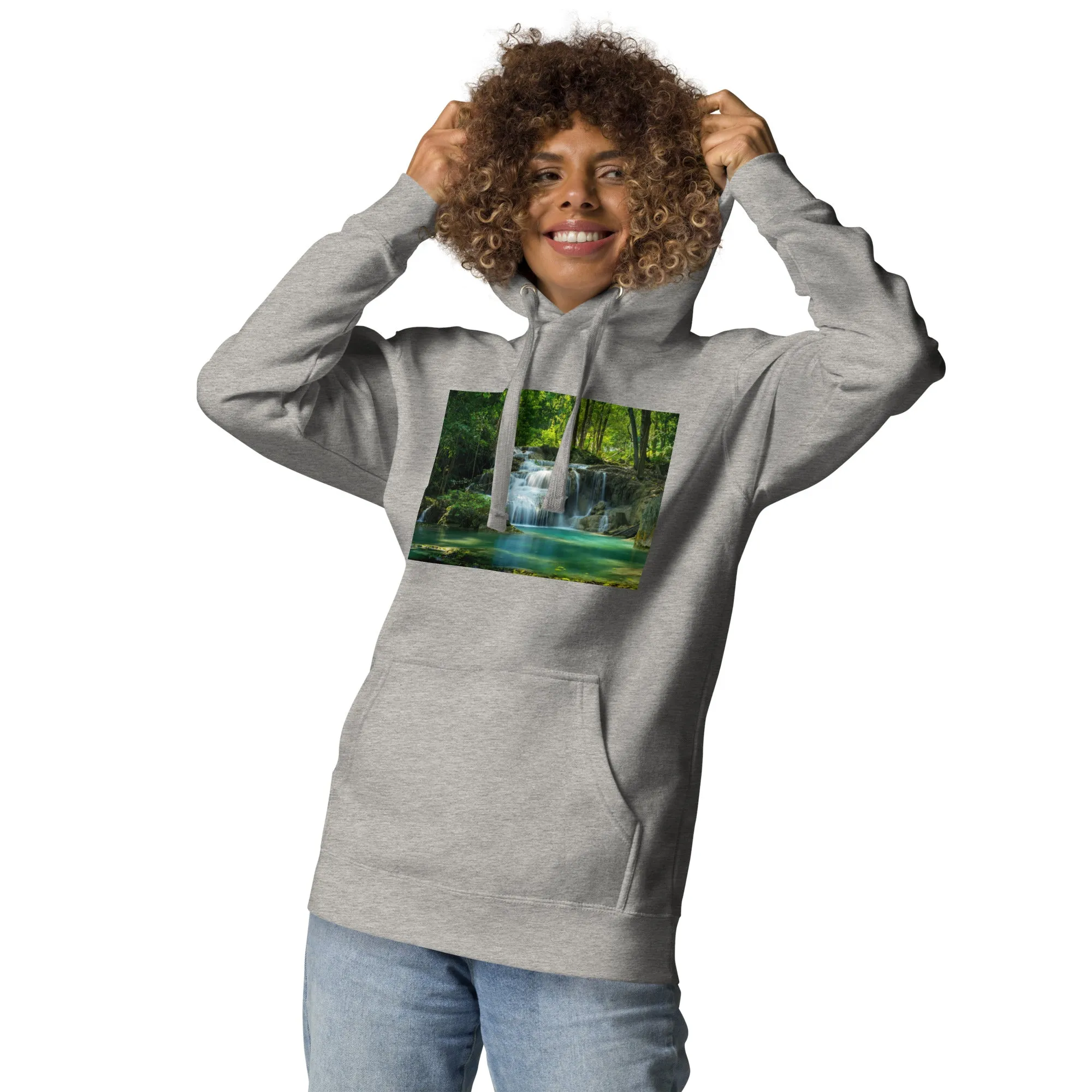 Hoodie Womens Designer (Hoodies Womens - Nature Waterfall 001)