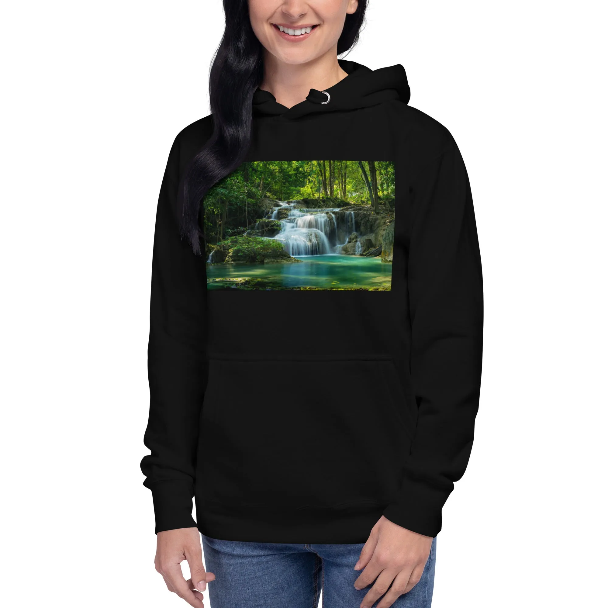 Hoodie Womens Designer (Hoodies Womens - Nature Waterfall 001)