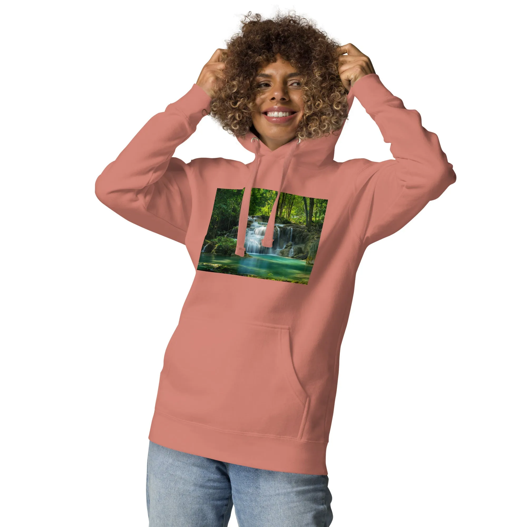 Hoodie Womens Designer (Hoodies Womens - Nature Waterfall 001)