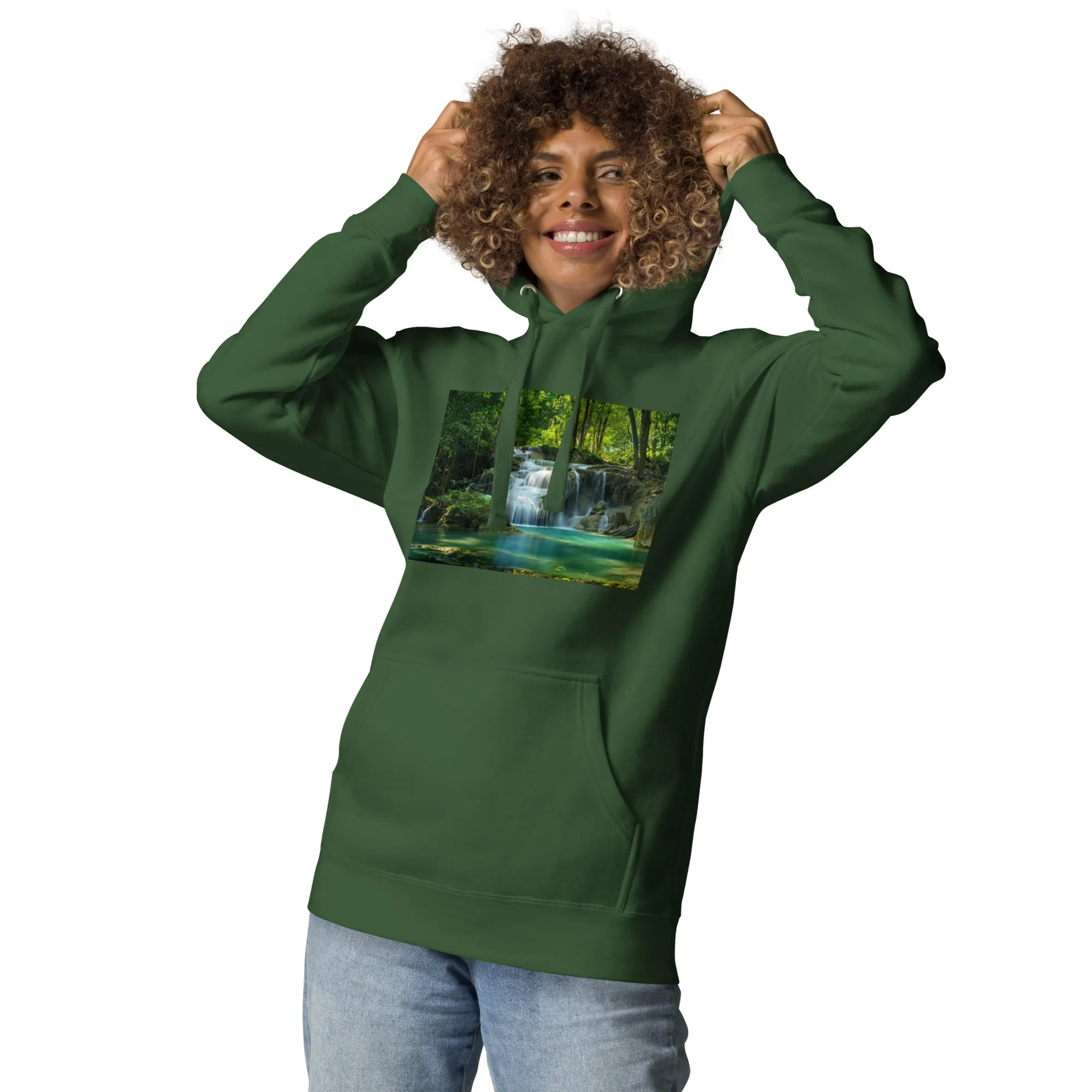 Hoodie Womens Designer (Hoodies Womens - Nature Waterfall 001)
