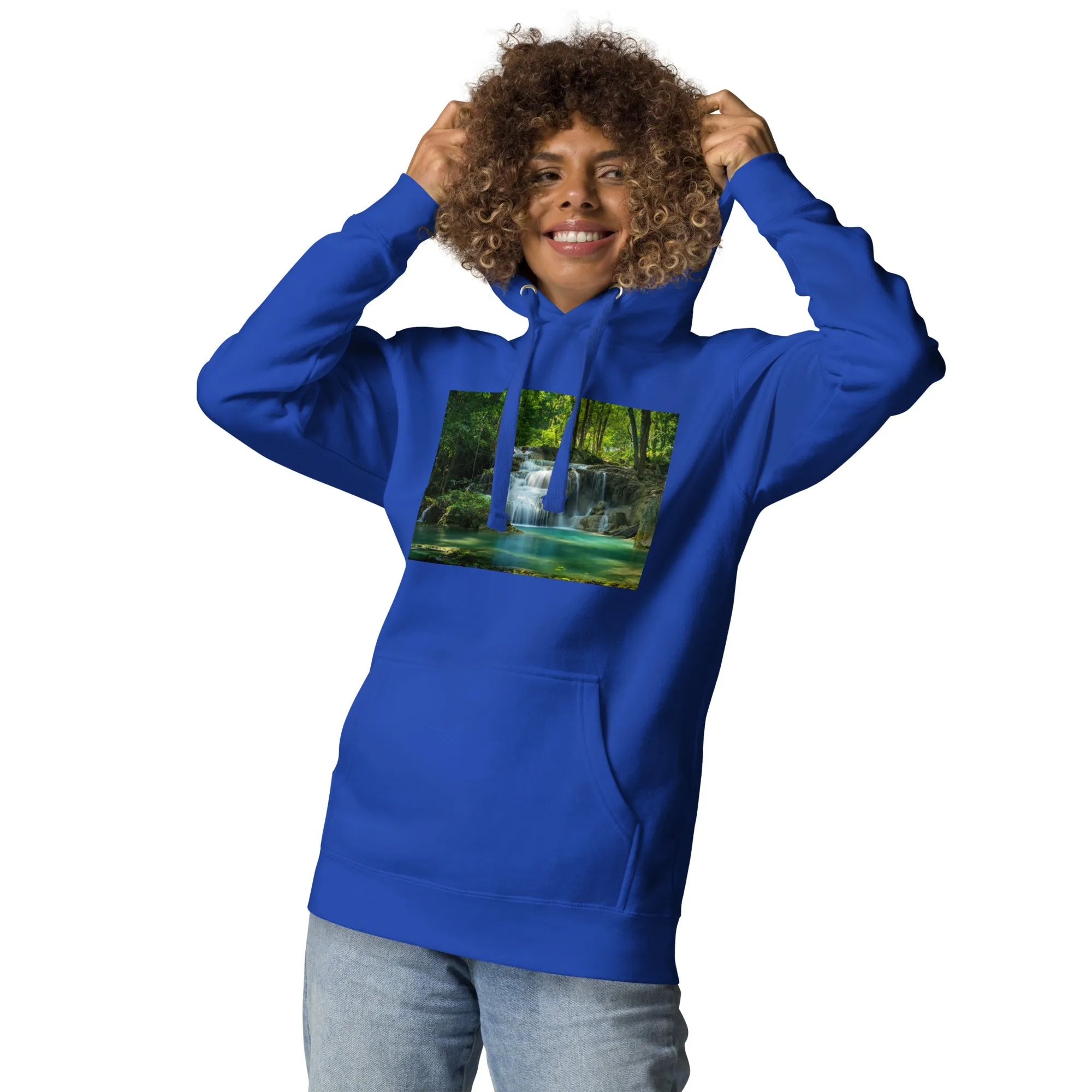 Hoodie Womens Designer (Hoodies Womens - Nature Waterfall 001)