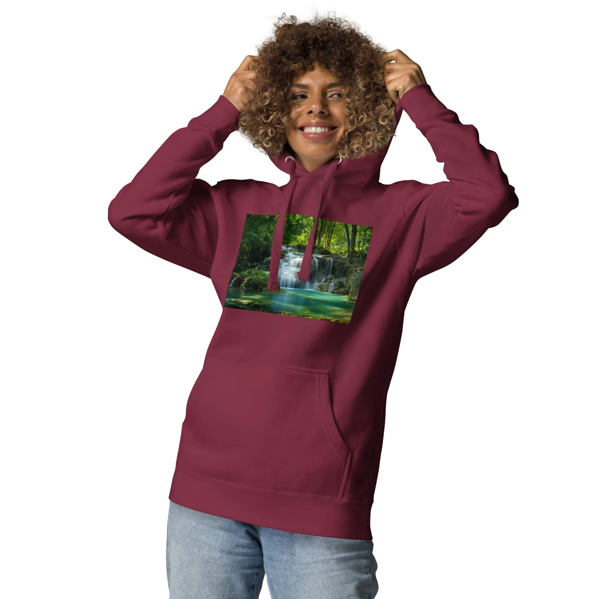 Hoodie Womens Designer (Hoodies Womens - Nature Waterfall 001)