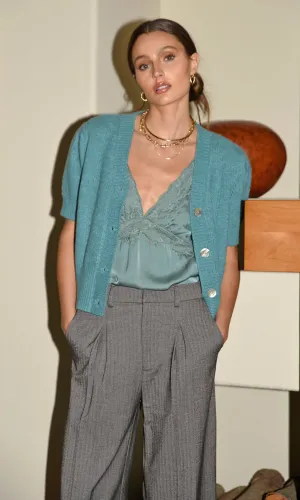 INEZ SHORT PUFF SLEEVE CARDIGAN