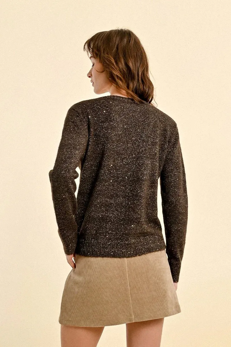 Iridescent Knit Sweater - Chocolate