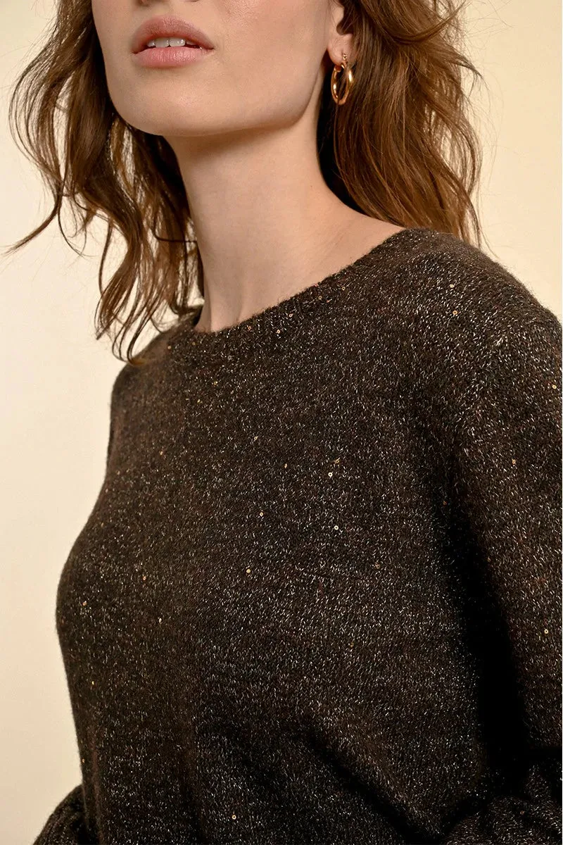 Iridescent Knit Sweater - Chocolate