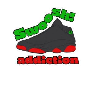 Jordan 13 Playoffs - Black T-Shirt (swoosh addiction)