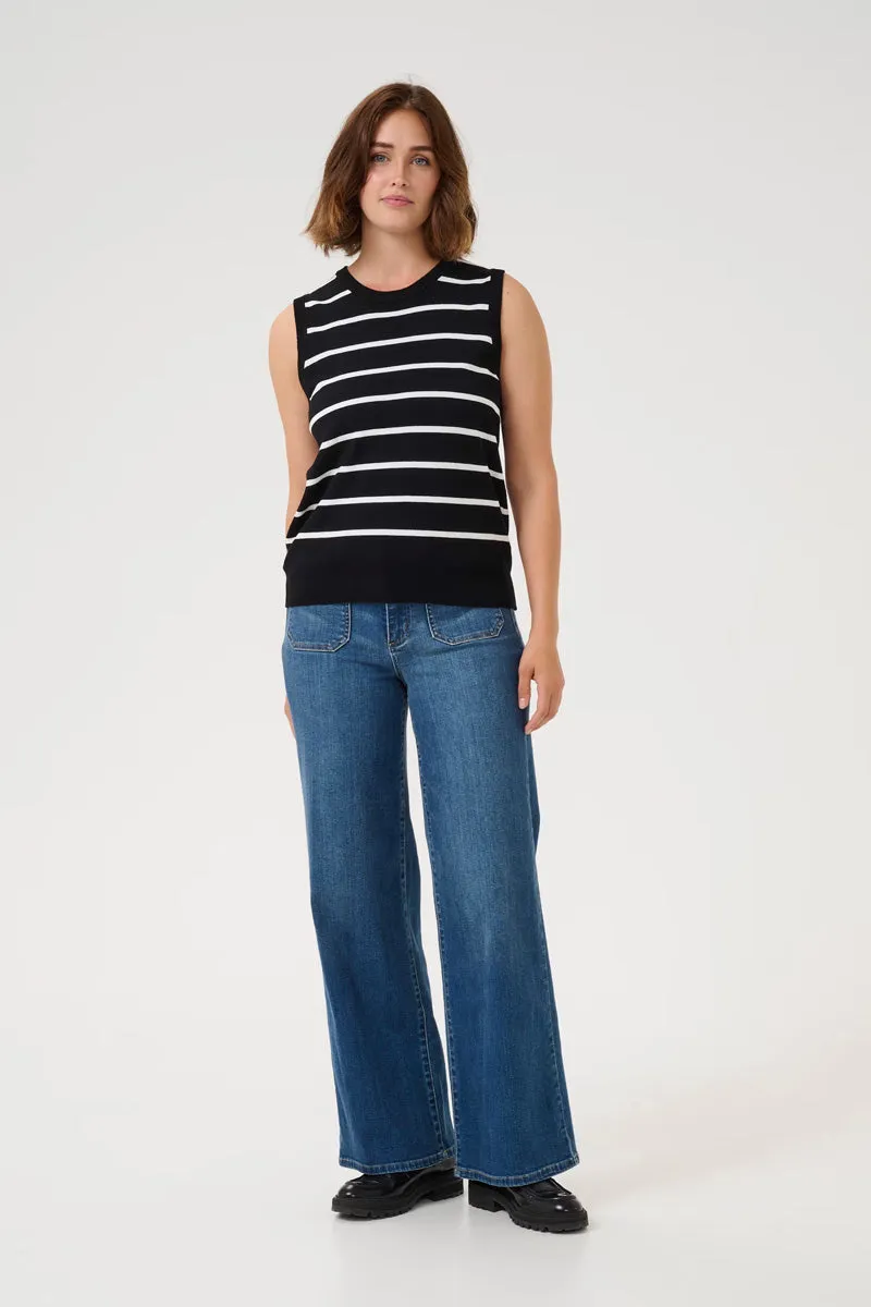KAFFE KAlizza Striped Slipover Black/Chalk