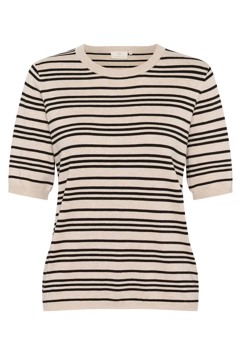 KAFFE KAlizza Striped Sweater Black/Feather Gray
