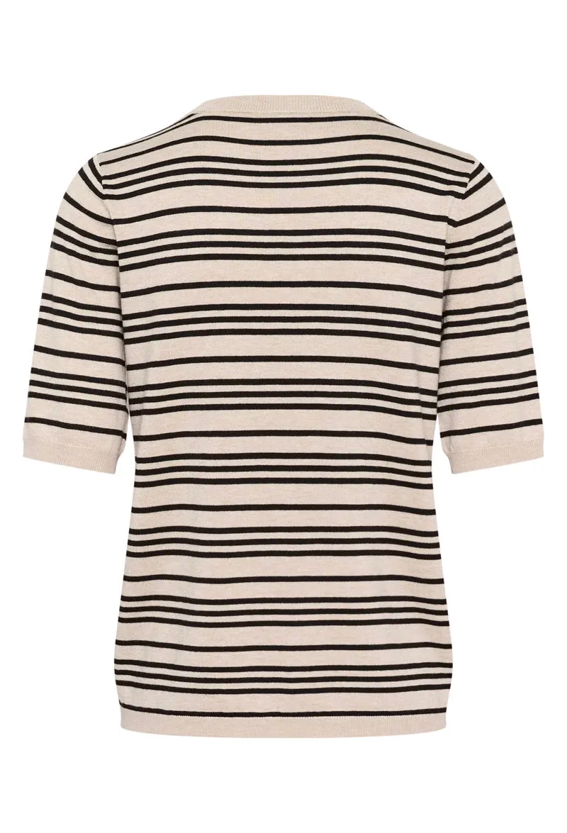 KAFFE KAlizza Striped Sweater Black/Feather Gray