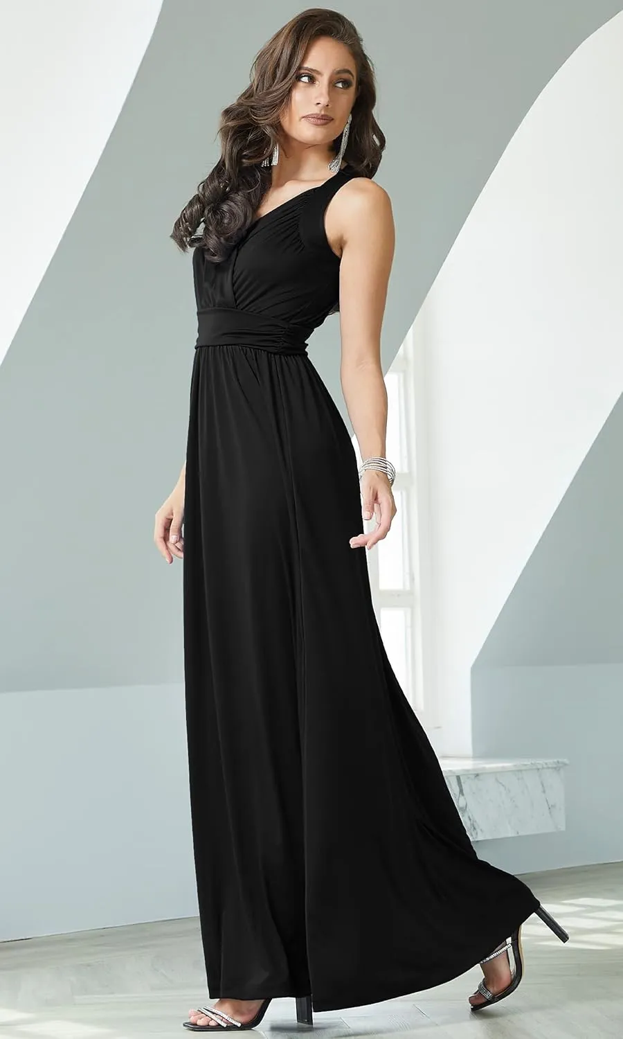 KOH KOH Womens Long Sleeveless Flowy Bridesmaid Cocktail Evening Gown Maxi Dress