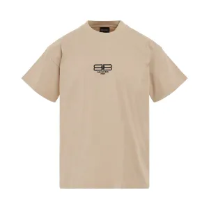 Logo Printed Crewneck T-shirt in Beige/Black