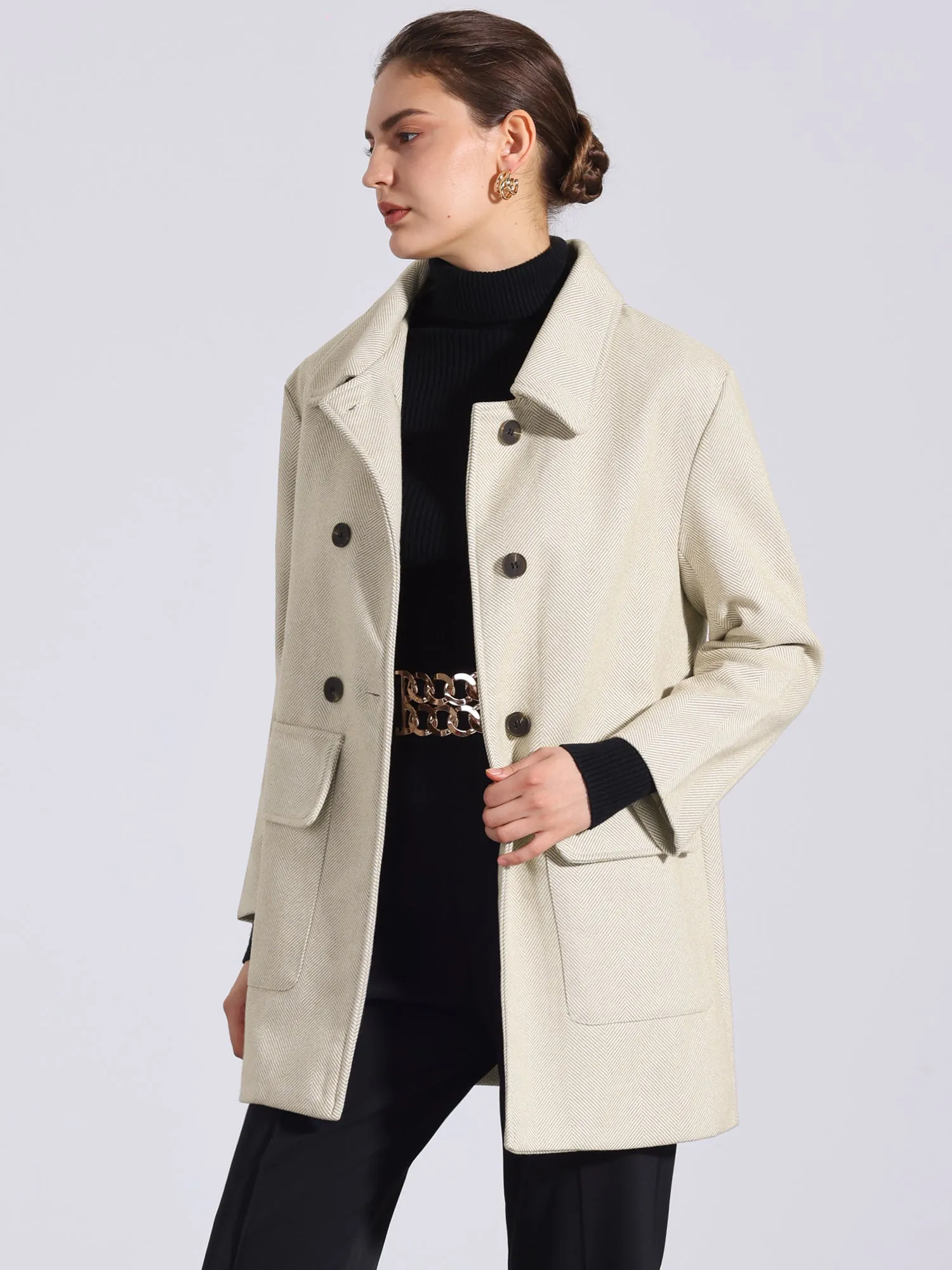 Long Sleeve Double Breasted Classic Winter Pea Coat