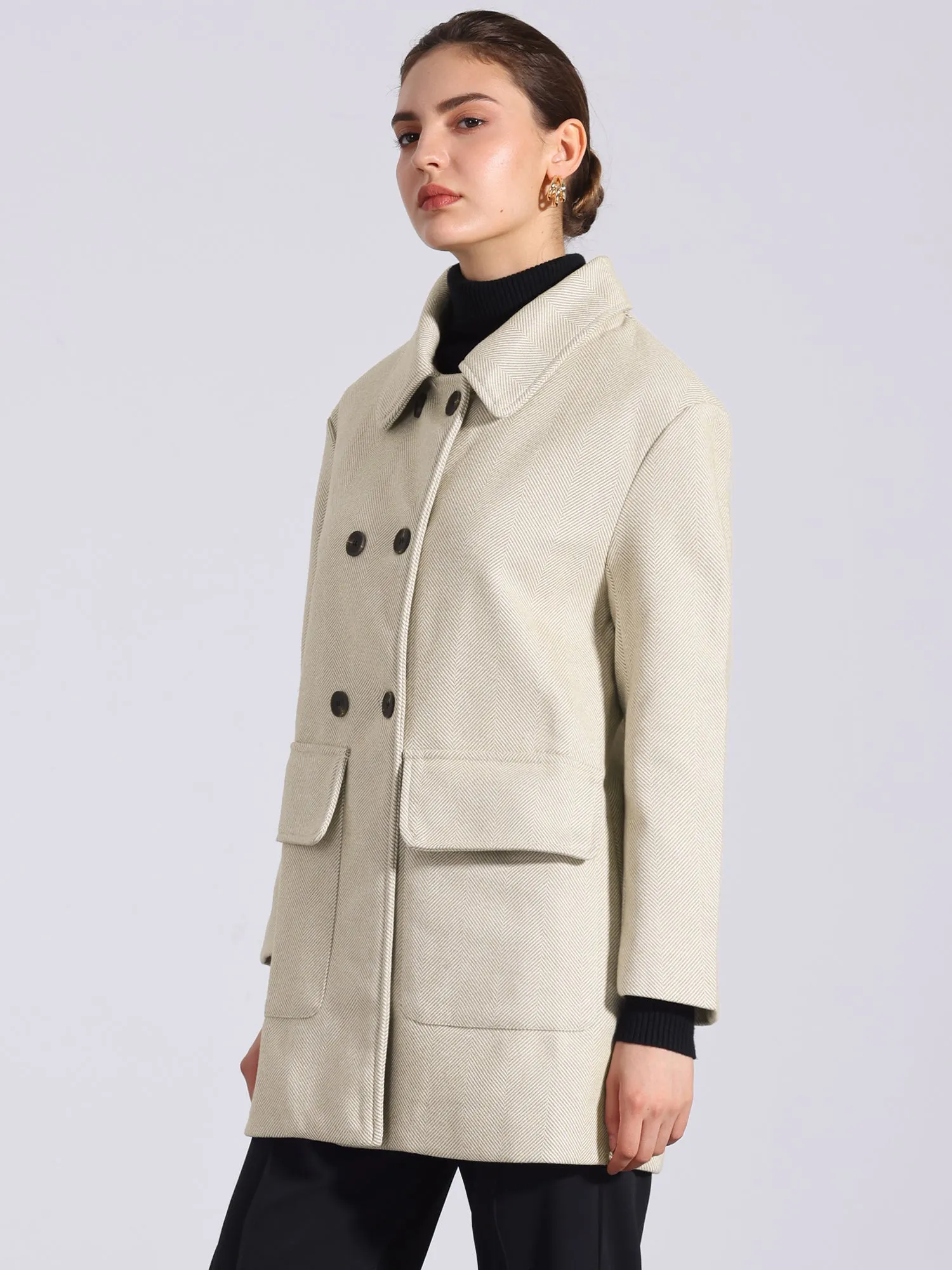Long Sleeve Double Breasted Classic Winter Pea Coat