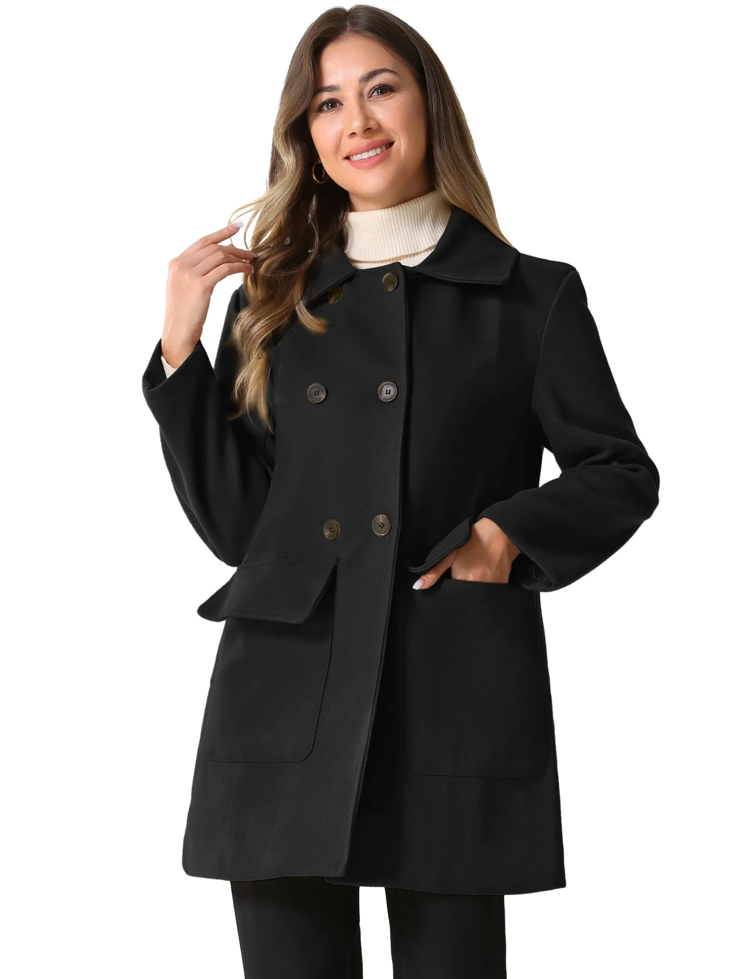 Long Sleeve Double Breasted Classic Winter Pea Coat