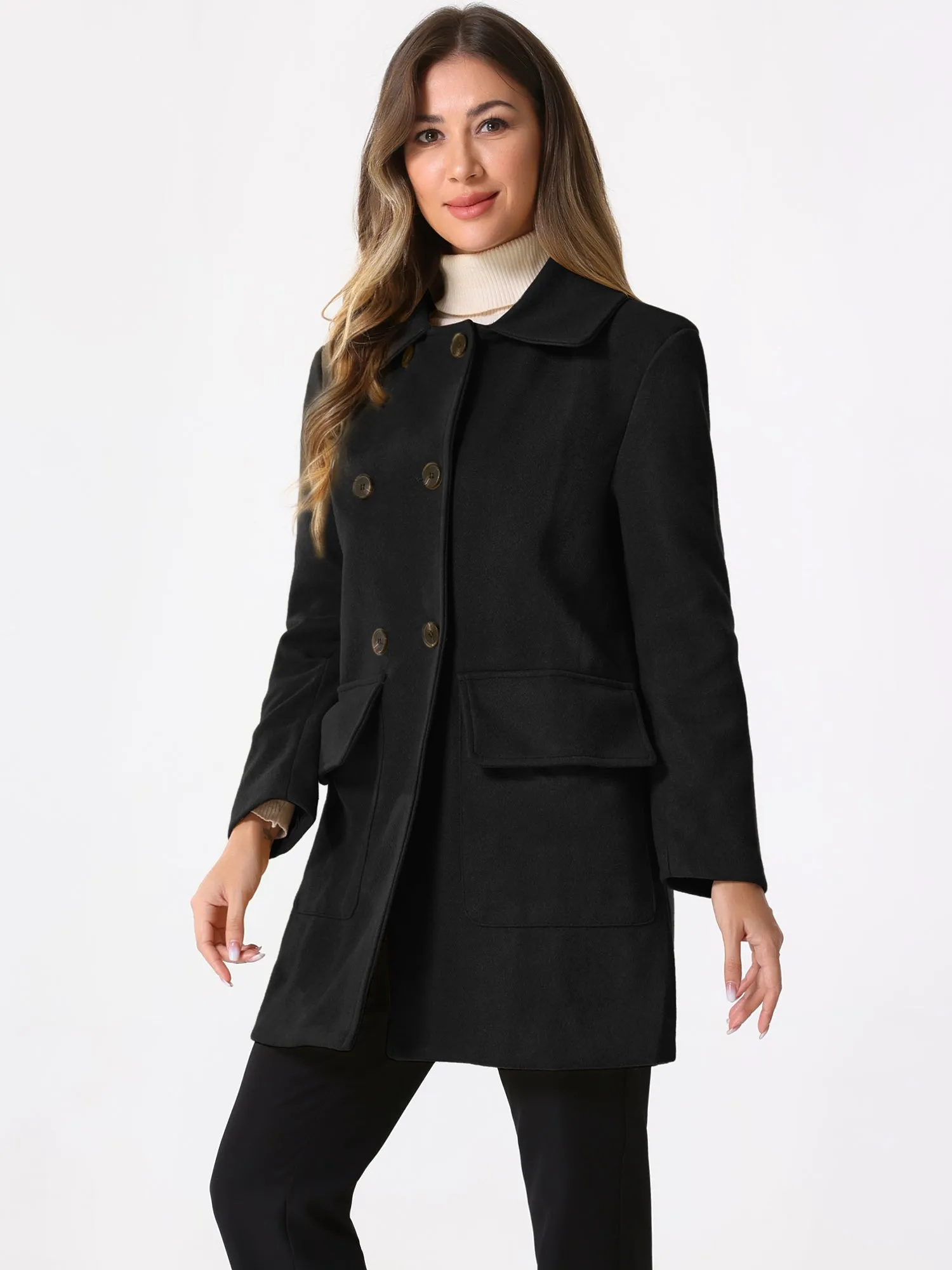 Long Sleeve Double Breasted Classic Winter Pea Coat
