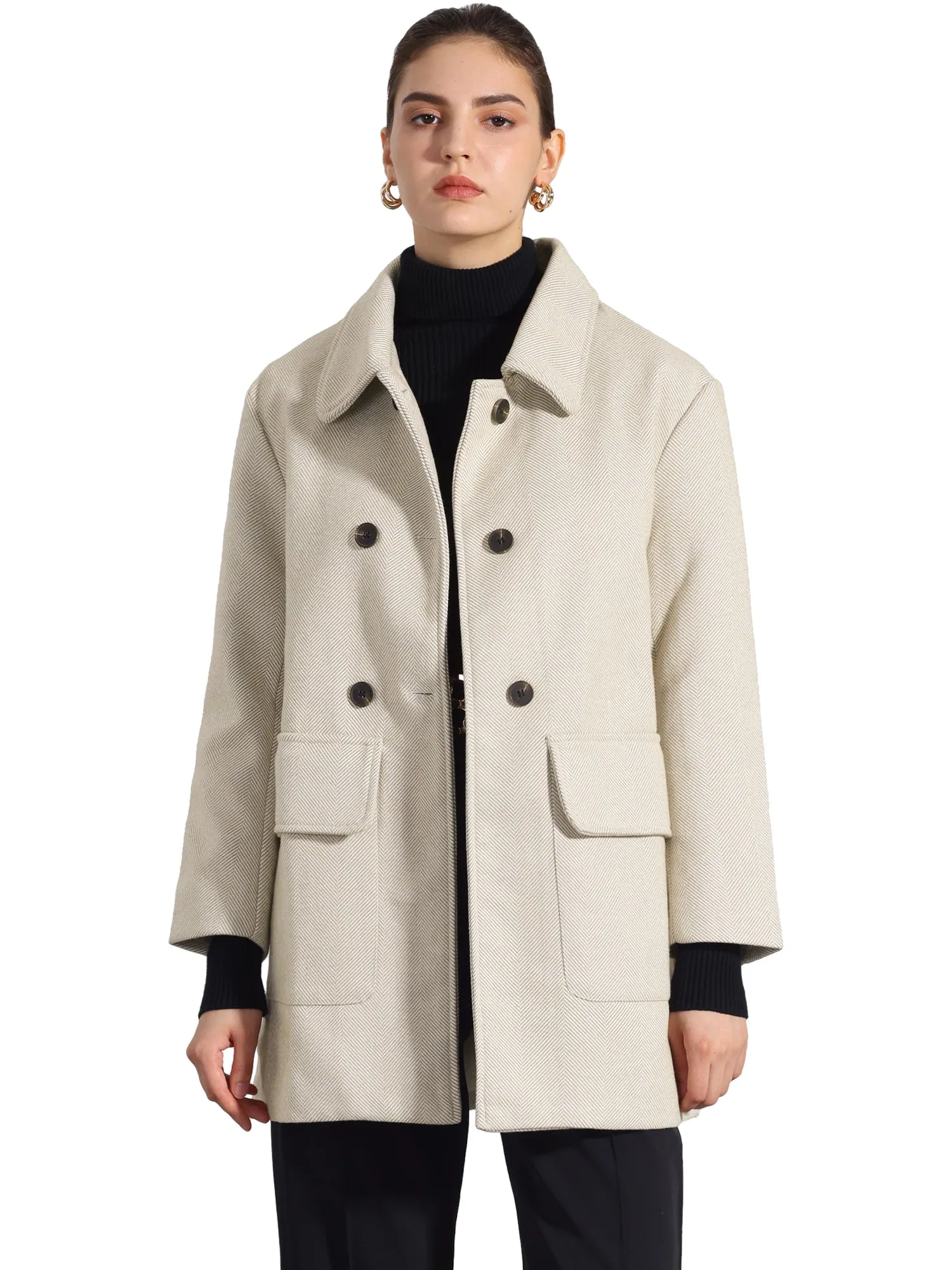 Long Sleeve Double Breasted Classic Winter Pea Coat