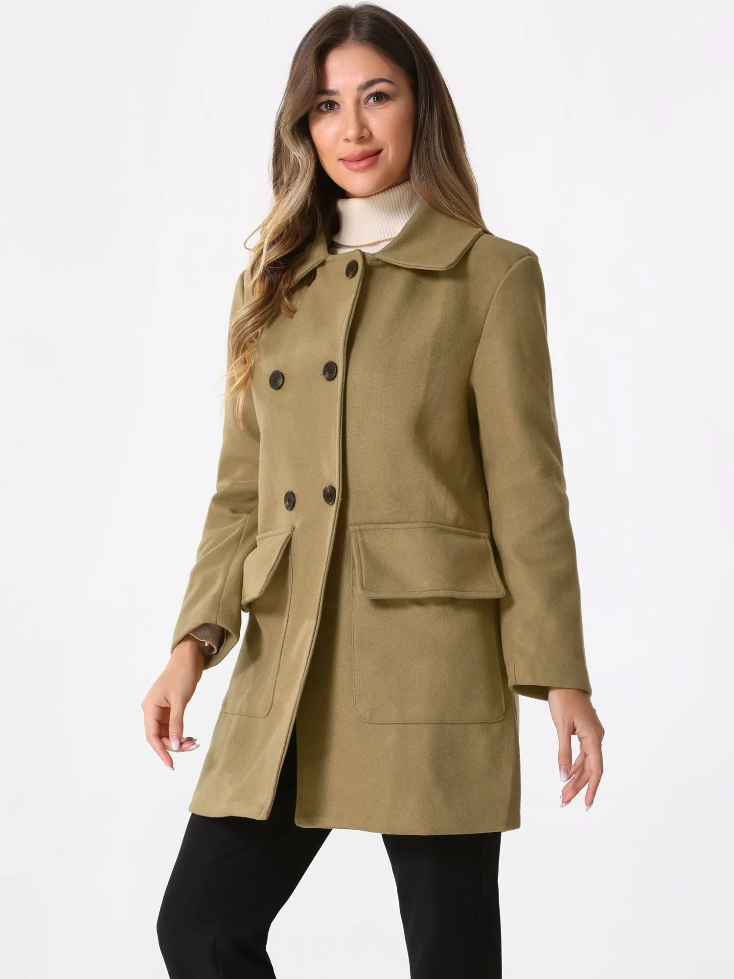 Long Sleeve Double Breasted Classic Winter Pea Coat