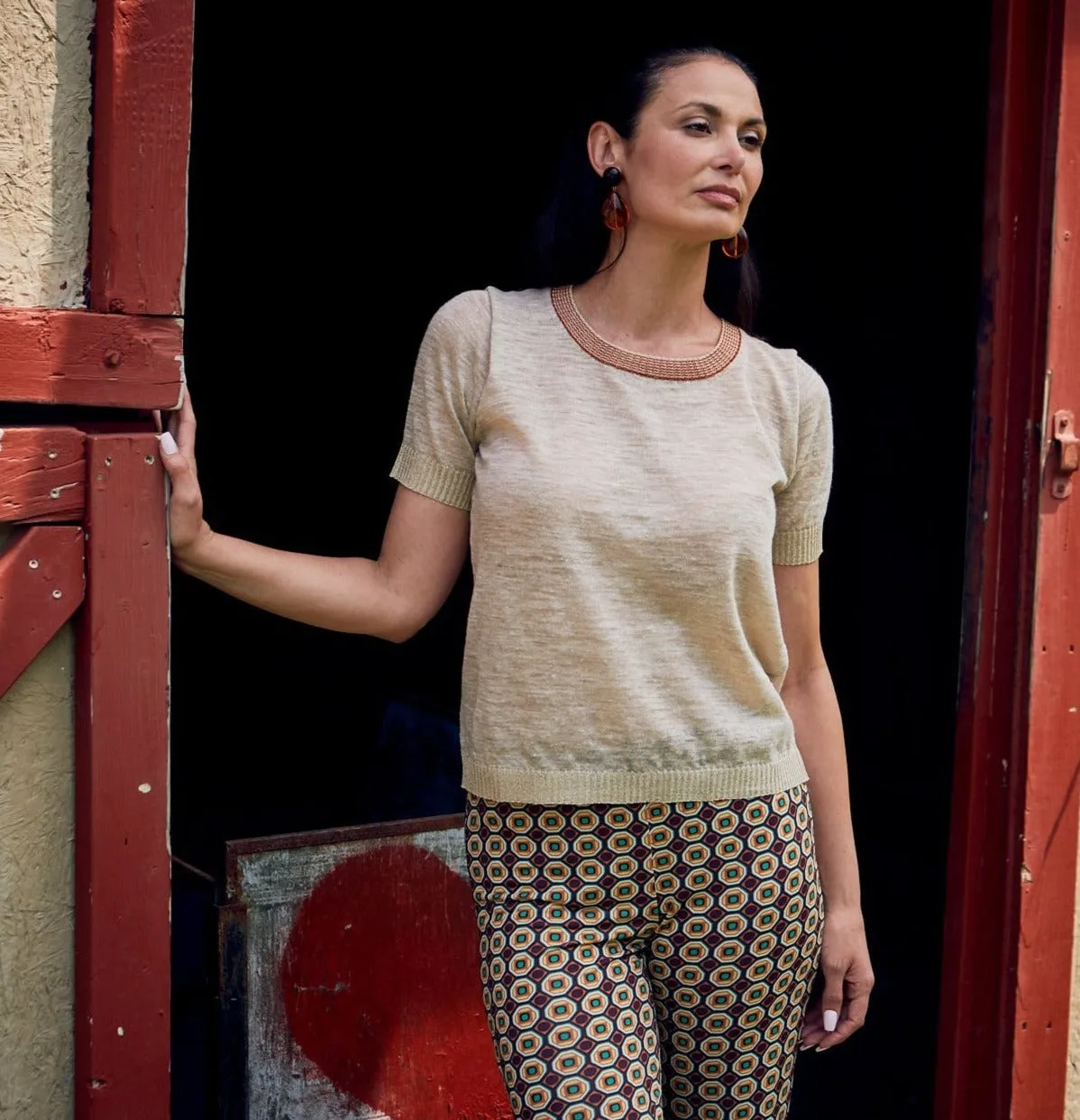 Maliparmi, Linen Knit summer tee shirt-Italian Designer Collection