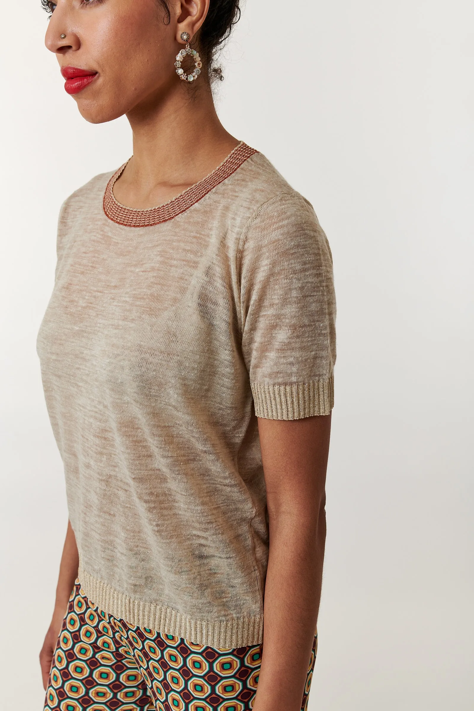 Maliparmi, Linen Knit summer tee shirt-Italian Designer Collection
