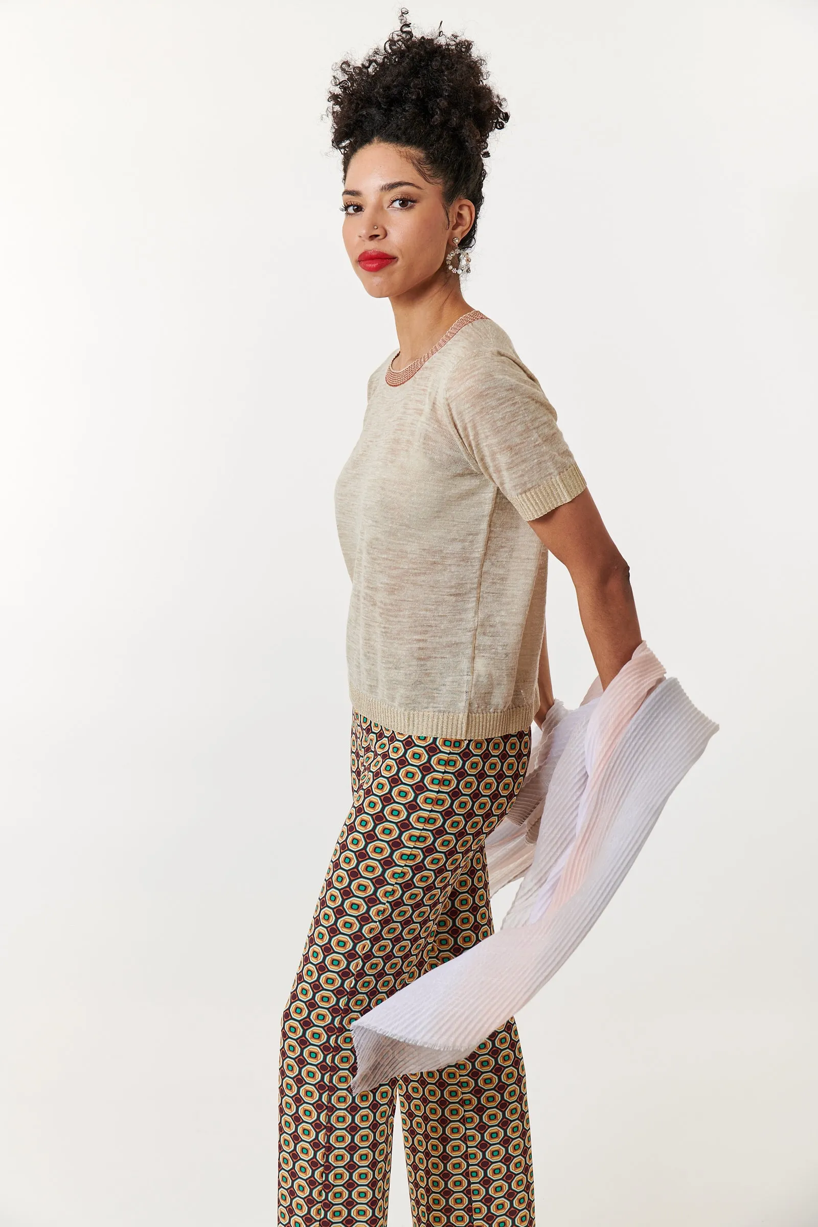 Maliparmi, Linen Knit summer tee shirt-Italian Designer Collection