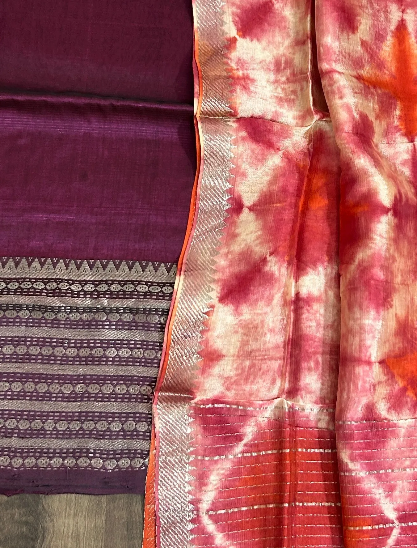 Mangalgiri Silk Cotton Top Dupatta Set #