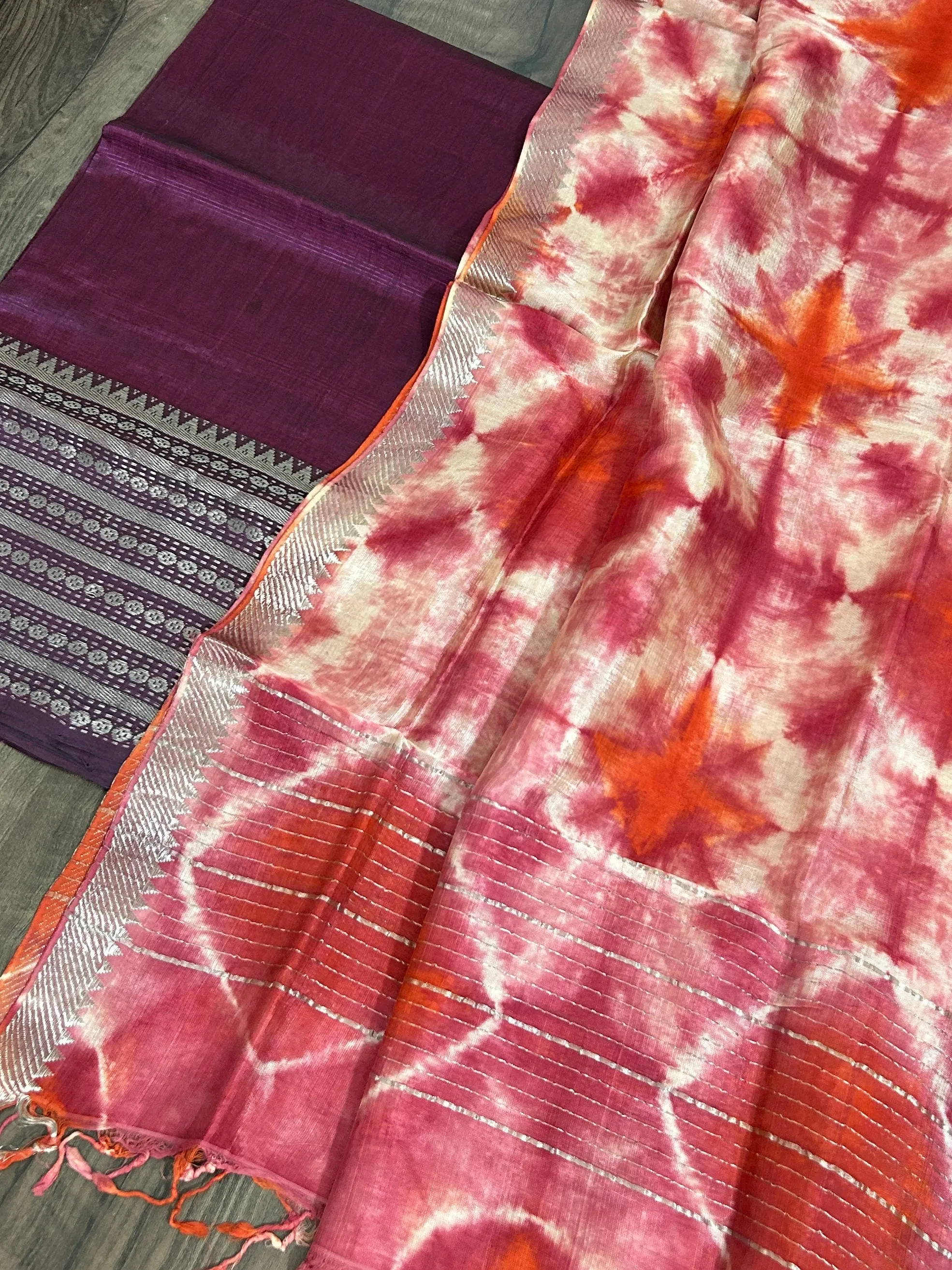 Mangalgiri Silk Cotton Top Dupatta Set #