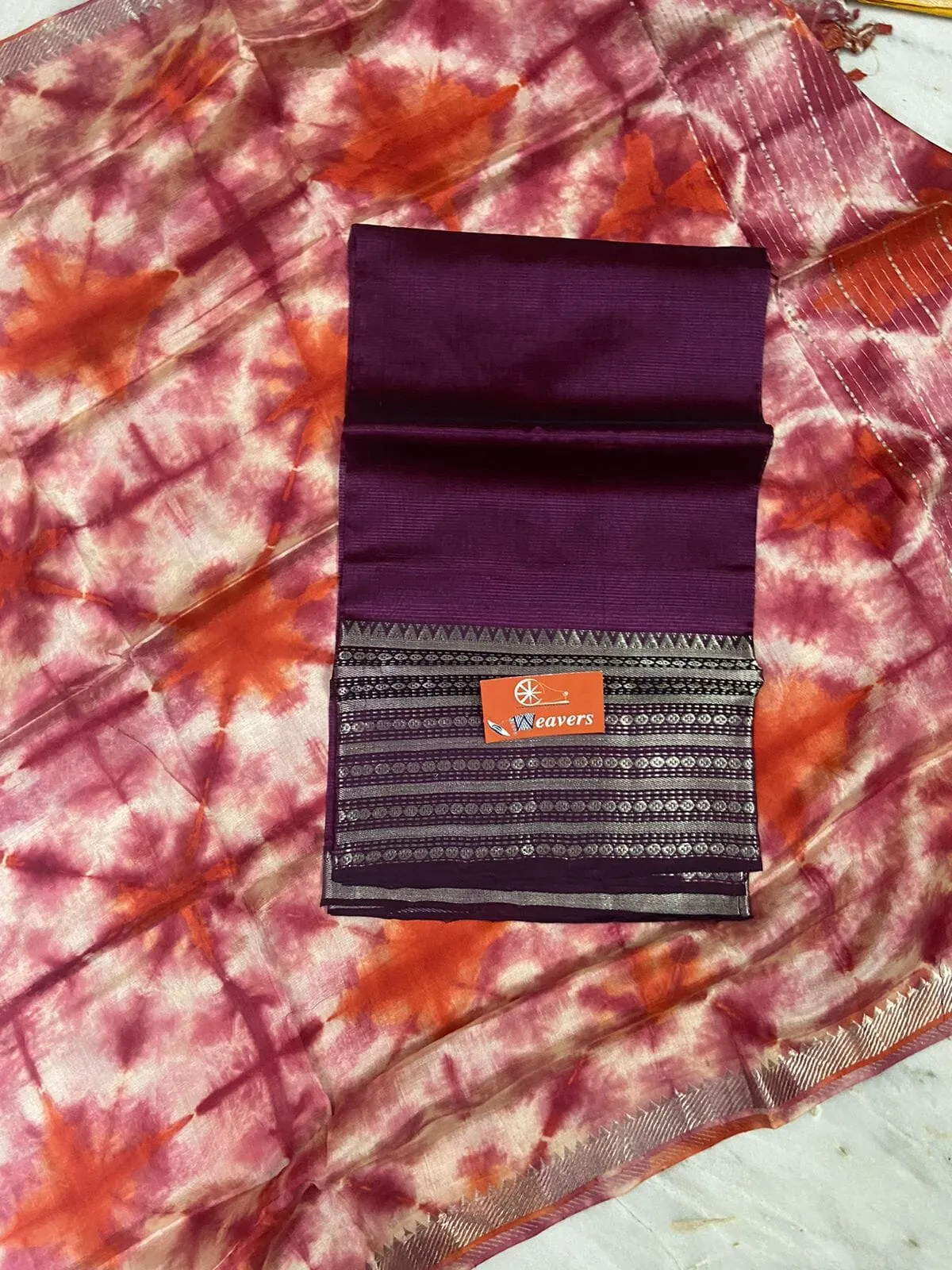 Mangalgiri Silk Cotton Top Dupatta Set #