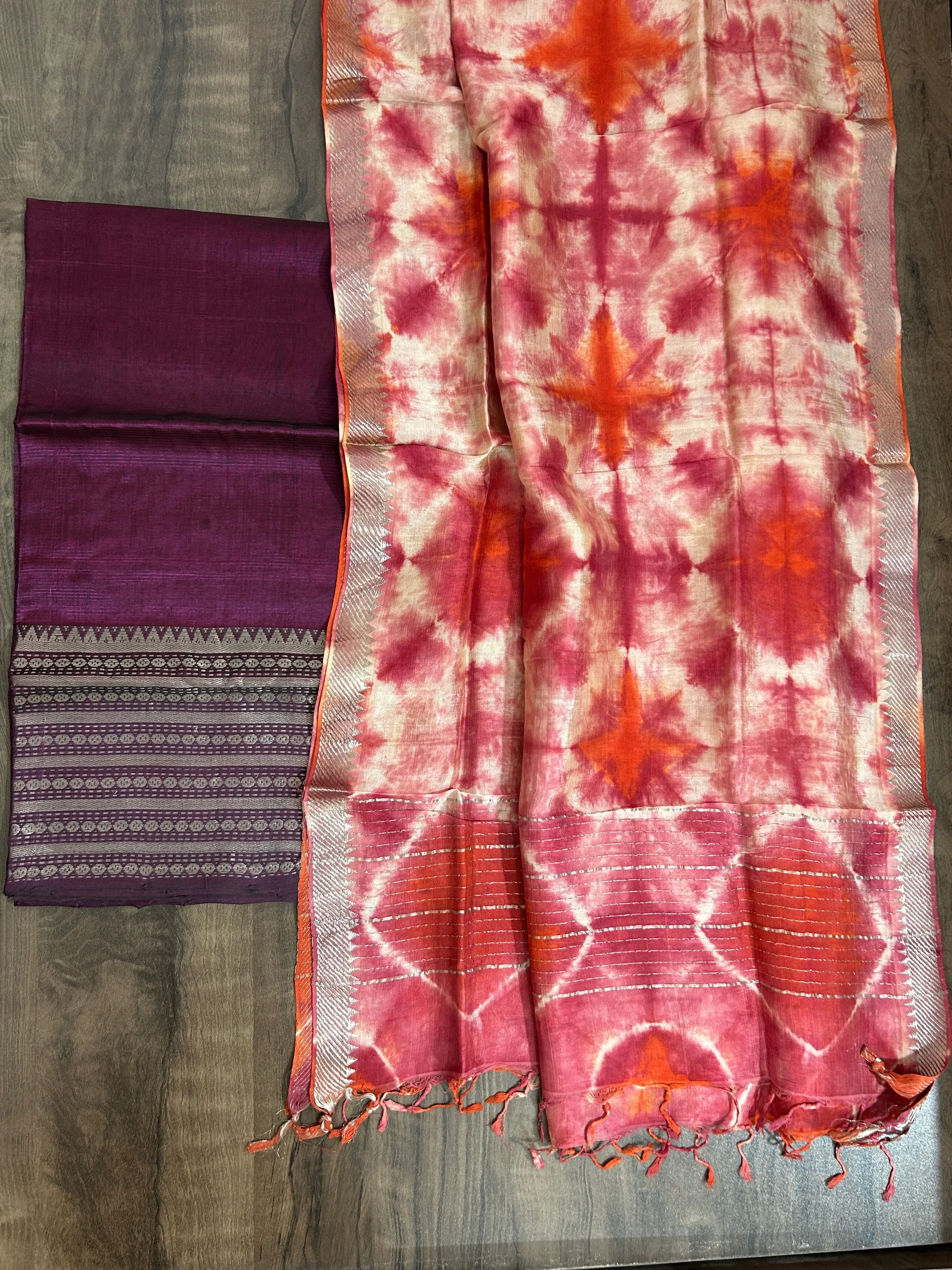 Mangalgiri Silk Cotton Top Dupatta Set #