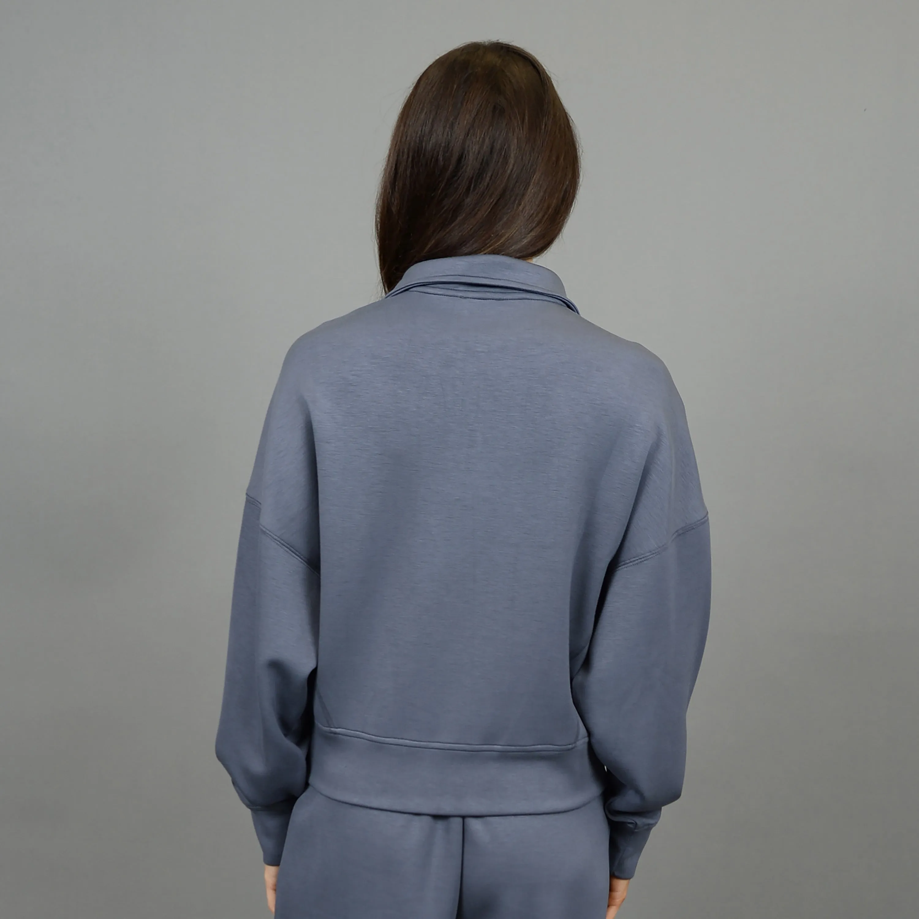 MARILYN HALF ZIP SWEATER - STEEL