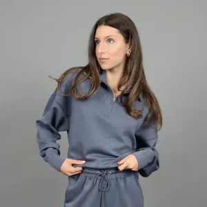 MARILYN HALF ZIP SWEATER - STEEL