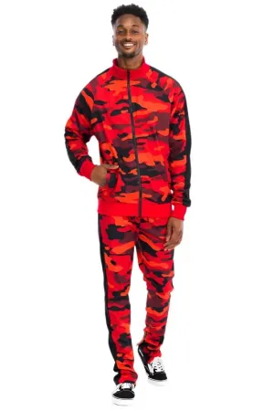 Mens Full Camo With Stripe Track Pants