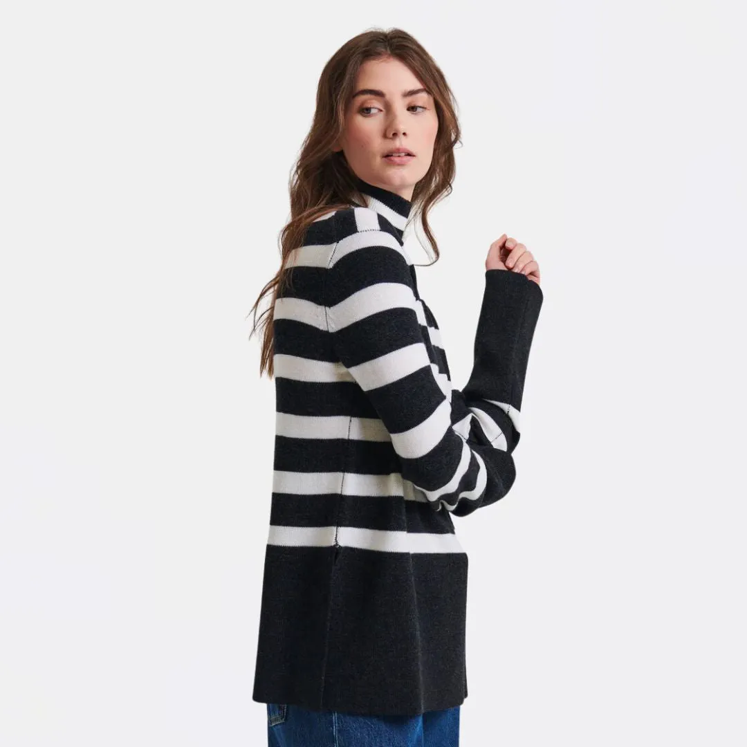 Merino Striped Turtleneck (Noir)