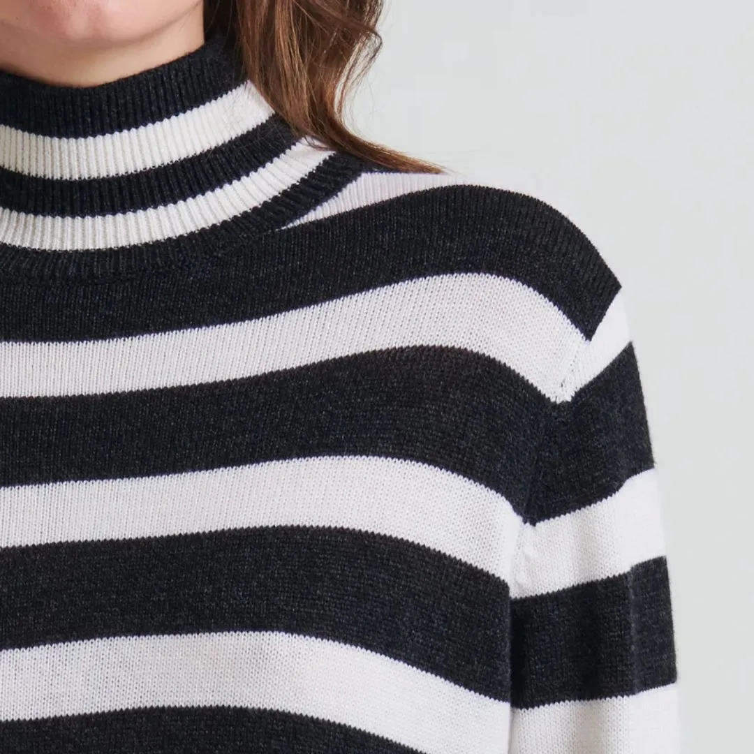 Merino Striped Turtleneck (Noir)