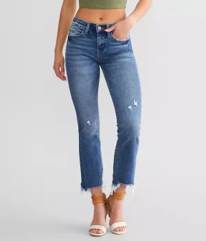 Mid Rise Distressed Ankle Bootcut Jean