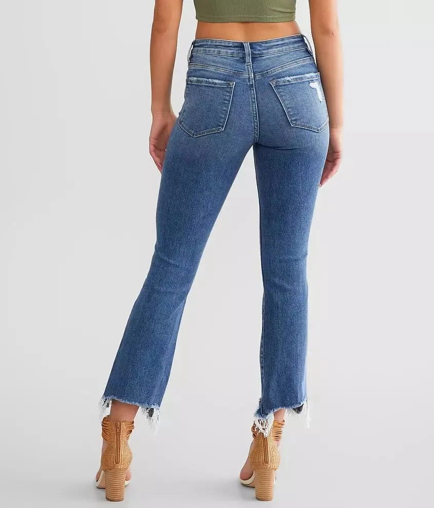 Mid Rise Distressed Ankle Bootcut Jean