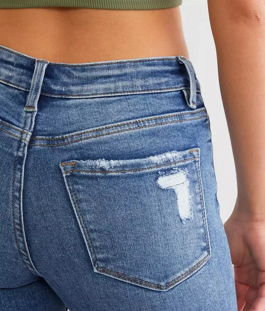 Mid Rise Distressed Ankle Bootcut Jean