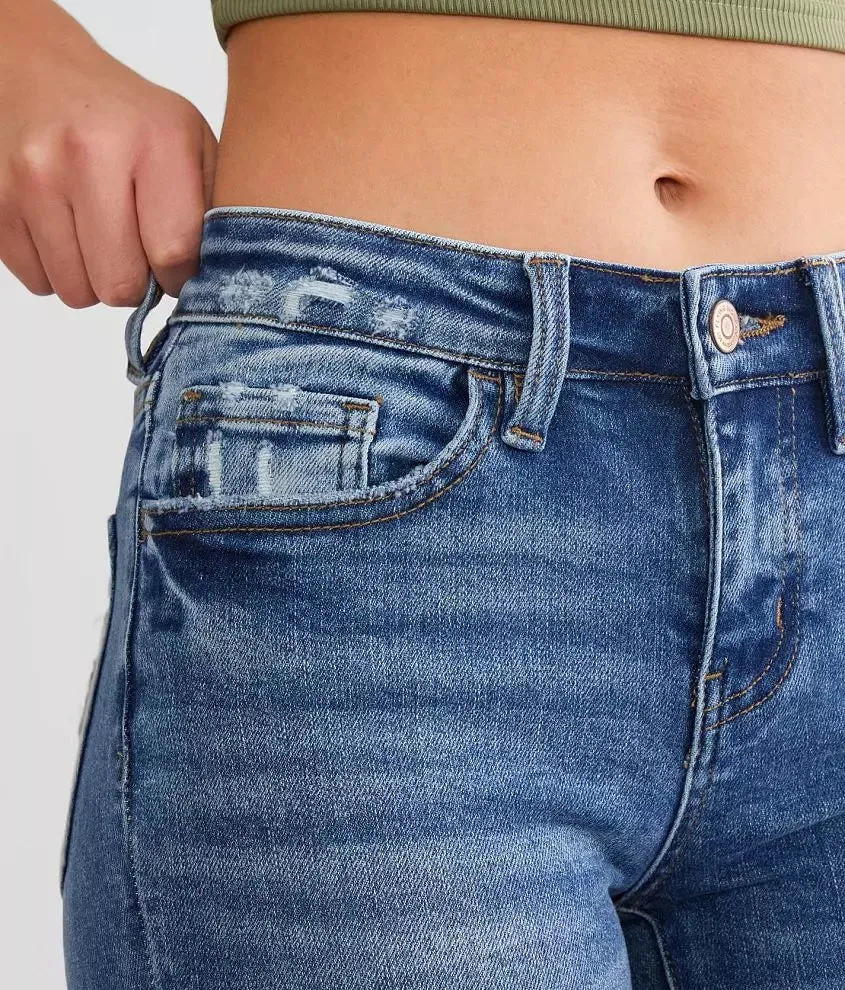 Mid Rise Distressed Ankle Bootcut Jean