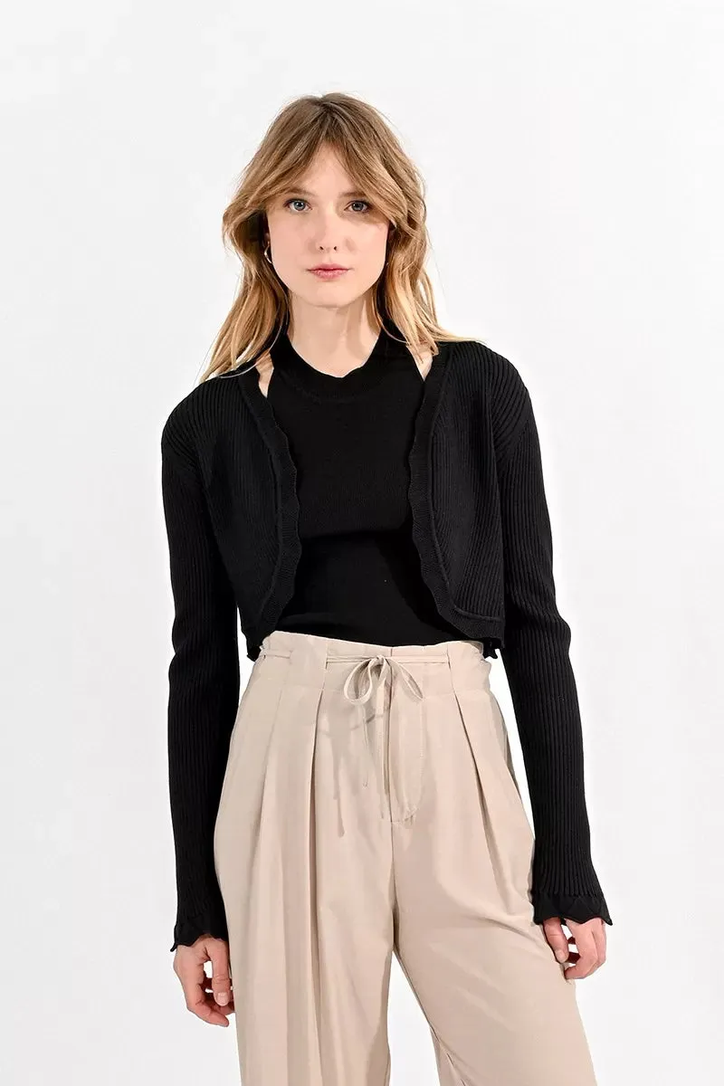 Molly Bracken Black Scalloped Cardigan