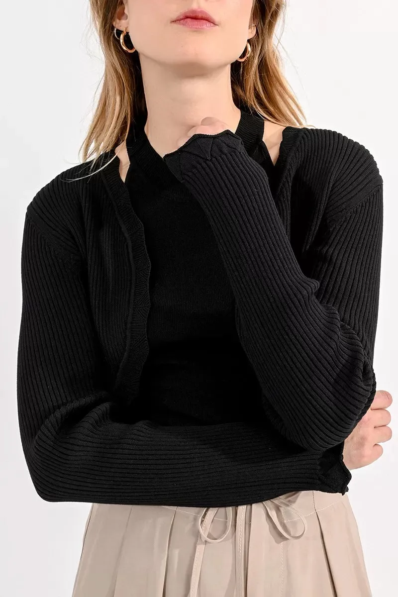 Molly Bracken Black Scalloped Cardigan