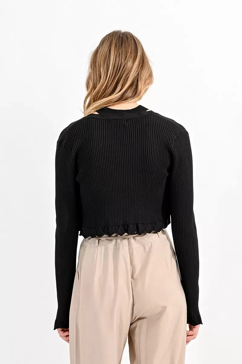 Molly Bracken Black Scalloped Cardigan