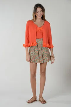 Molly Bracken Embossed Fine Mesh Petal Knit Cardigan