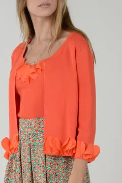 Molly Bracken Embossed Fine Mesh Petal Knit Cardigan