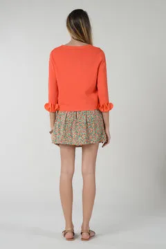 Molly Bracken Embossed Fine Mesh Petal Knit Cardigan