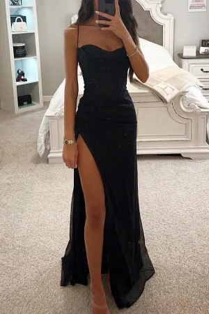 OpalGlow Mesmerising Women's Sequin Maxi Dress with Bold Slit