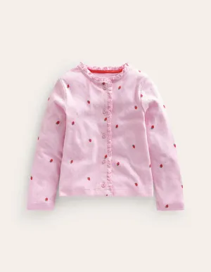 Pointelle Cardigan-Sweet Pea Pink Strawberries